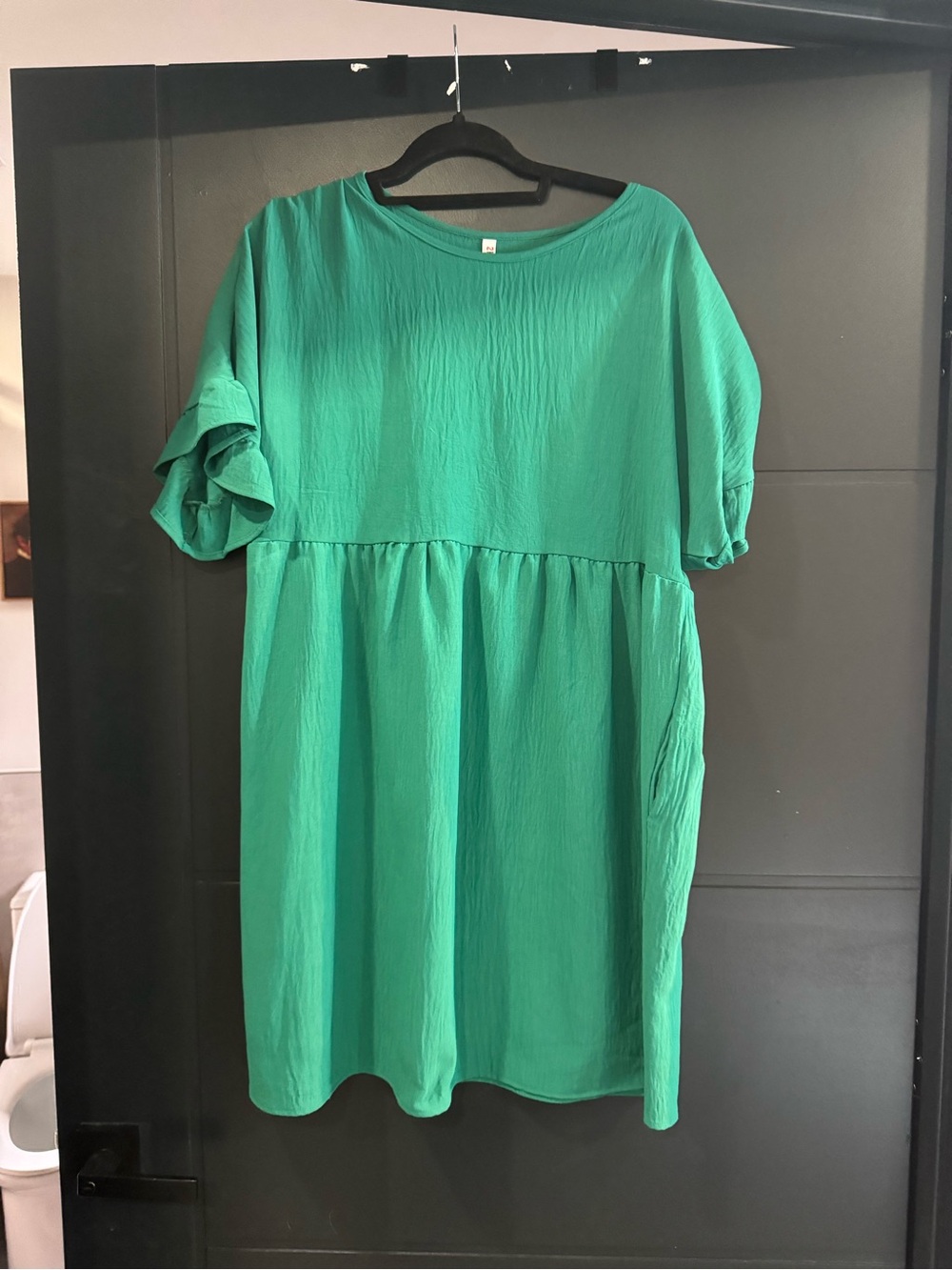 Women’s Green Mini Dress - Casual Tiered Short Sleeve